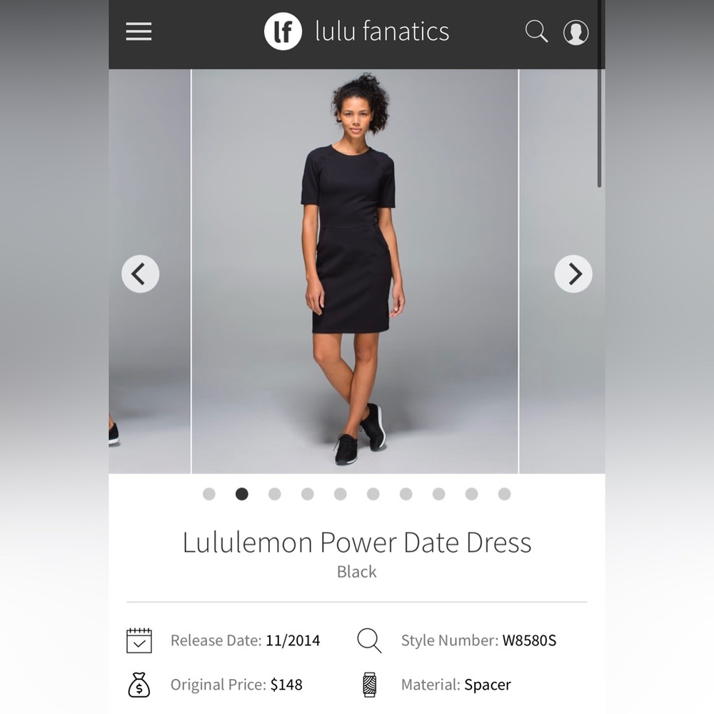 Lululemon Size 10 Little black Dress Power Date Dress